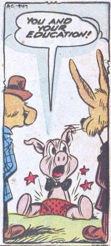 A cartoon of a pig shouting 