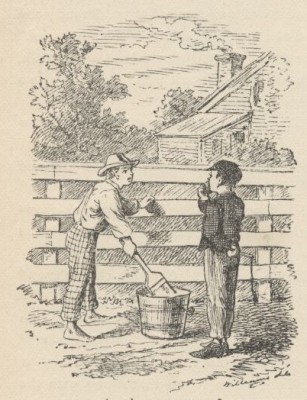 Tom Sawyer whitewashing the fence